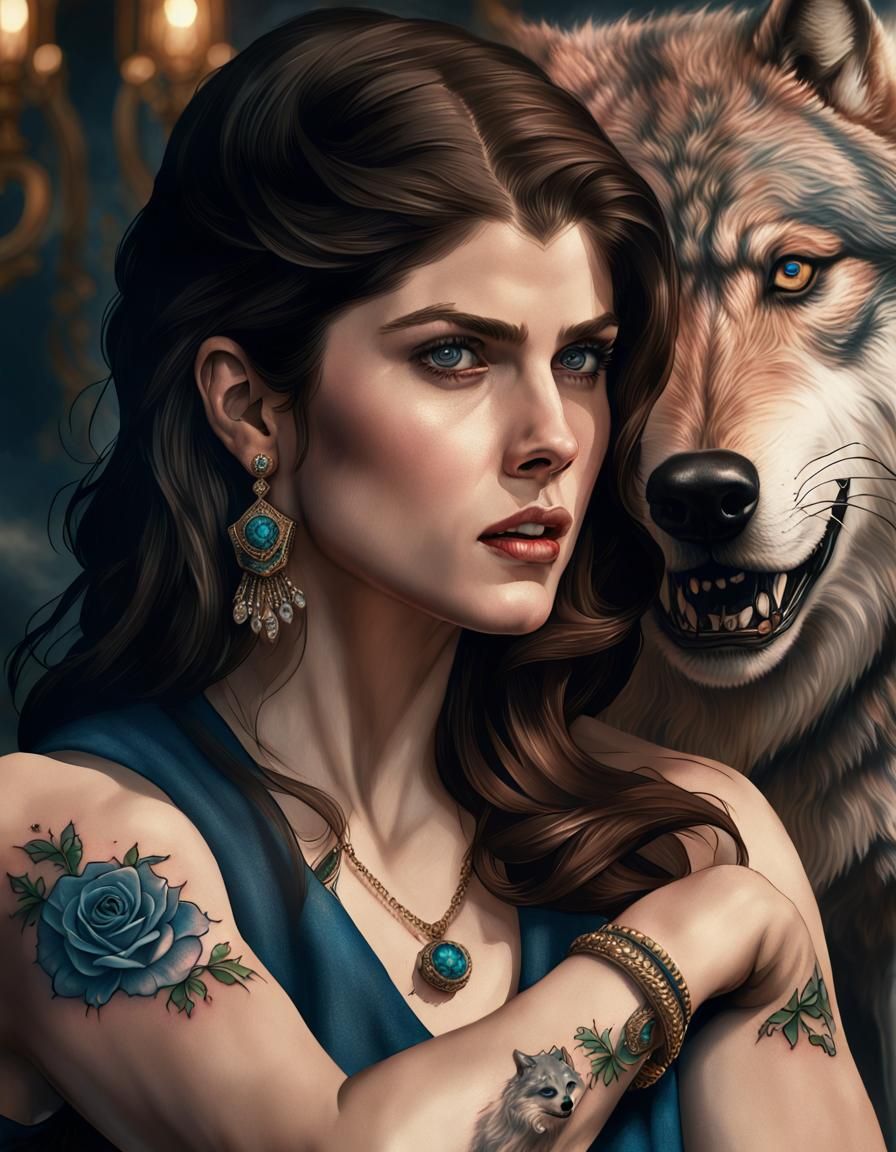 Alexandra Daddario Biceps Flex: Cinematic Digital Portrait