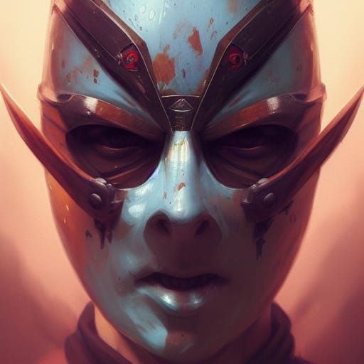 Masked Killer Farmer Portrait in Hyperdetailed Style