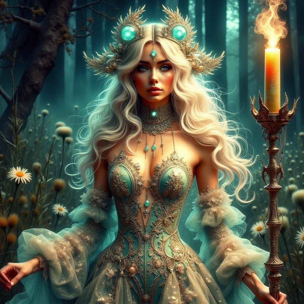 Hyperrealistic Portrait of a Futuristic Woman in Elegant, In...