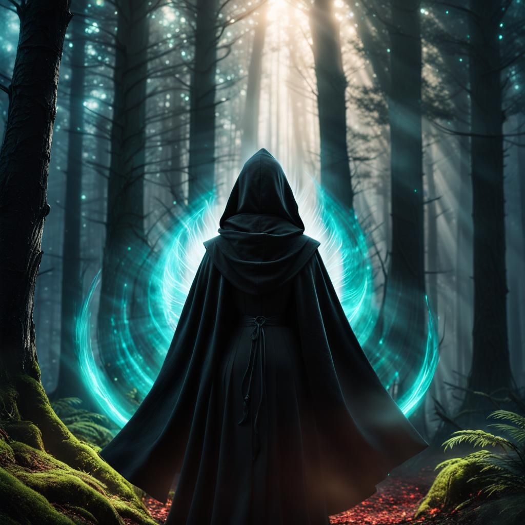 Mystical Forest: Woman Summons Astral Vortex