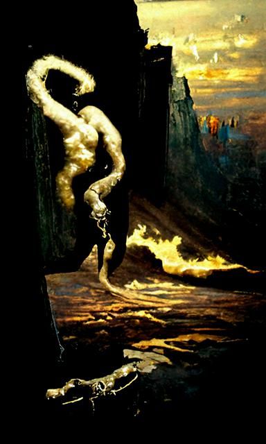 Houdini's Horror Escape: A Surreal Oil Painting