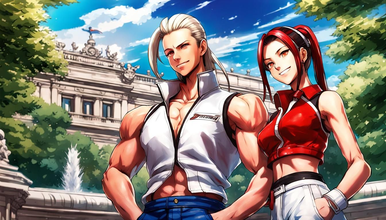 Mai Shiranui and Andy Bogard at the Retiro Gardens of Madrid