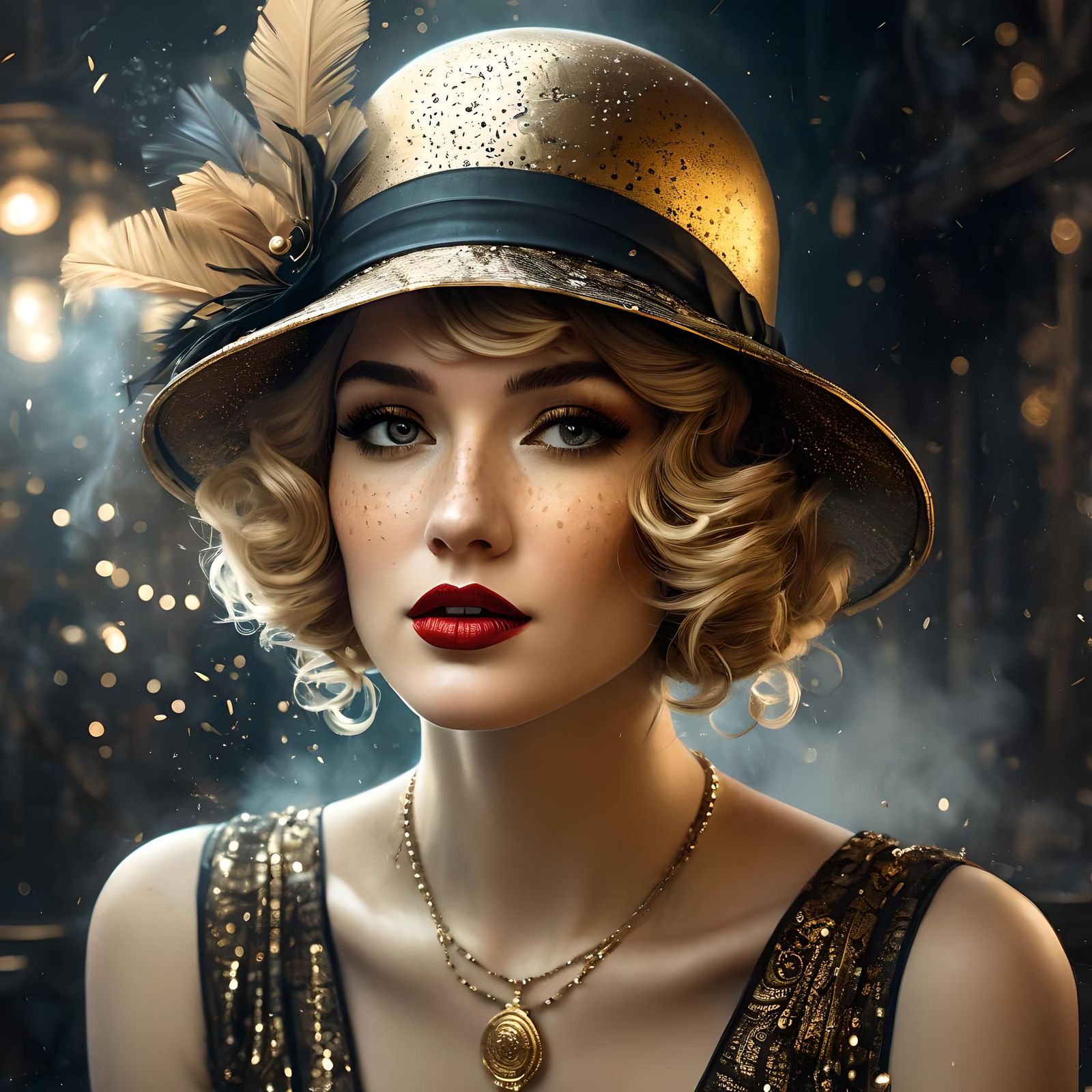 Art Deco Flapper Girl Portrait in Steampunk Style