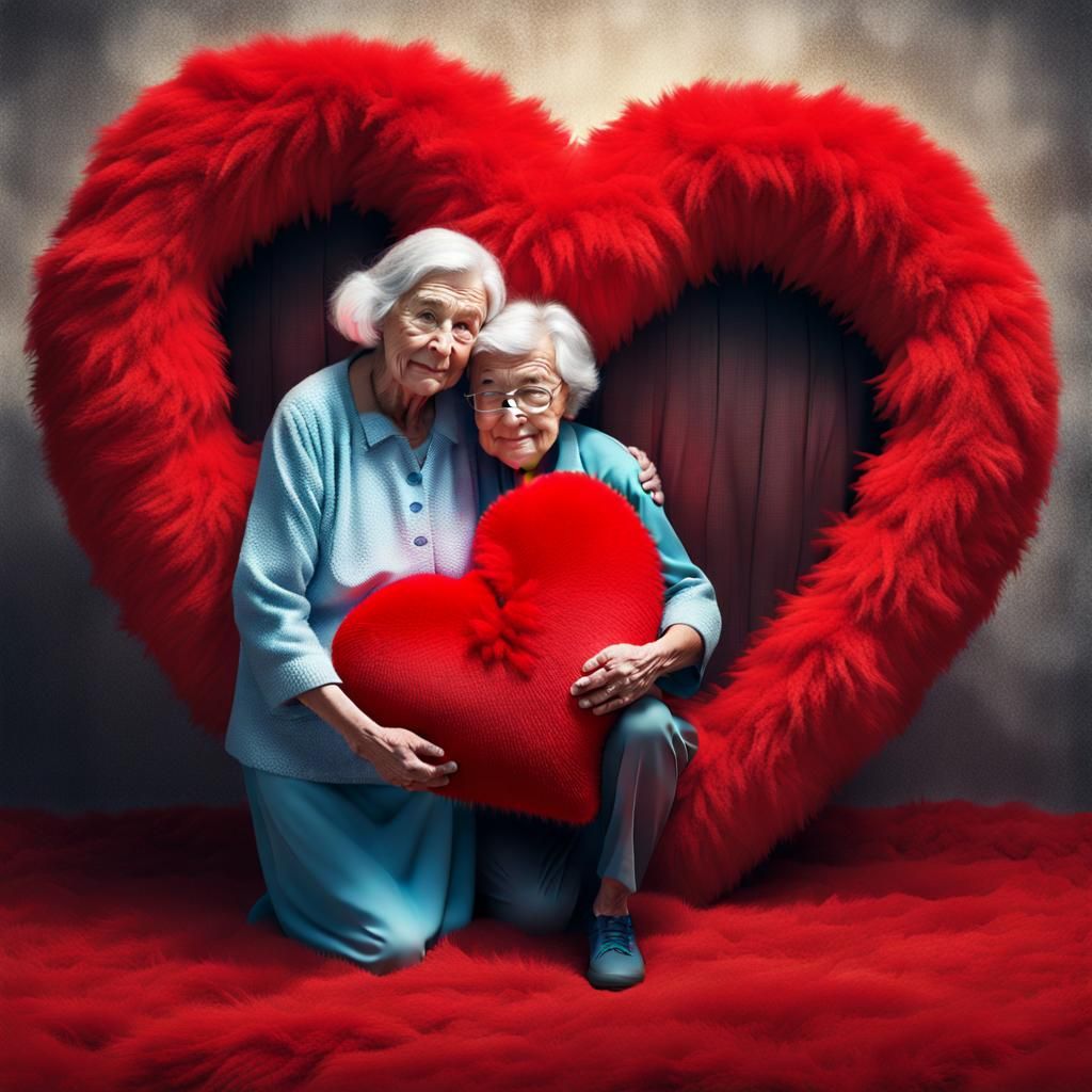 Woman Hugs Heart in Hospital: 3D Rendered Photo