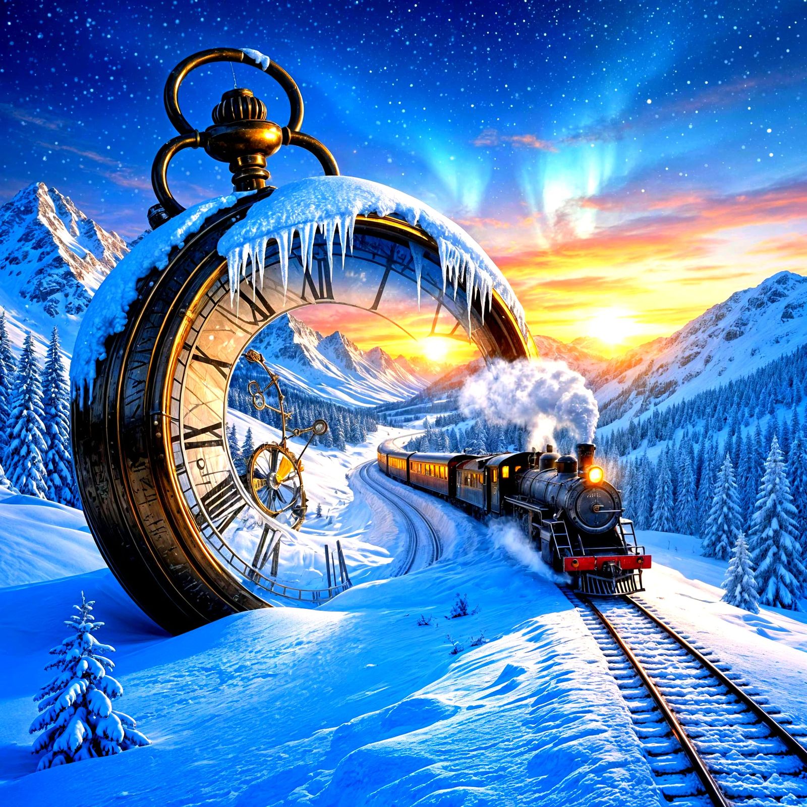 Surreal Winter Time Travel Train Passage