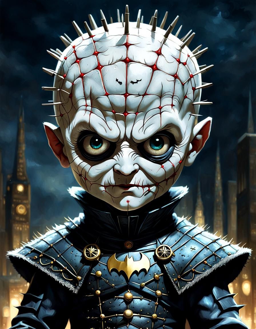 Chibi Pinhead Batman Hybrid in Anime Style
