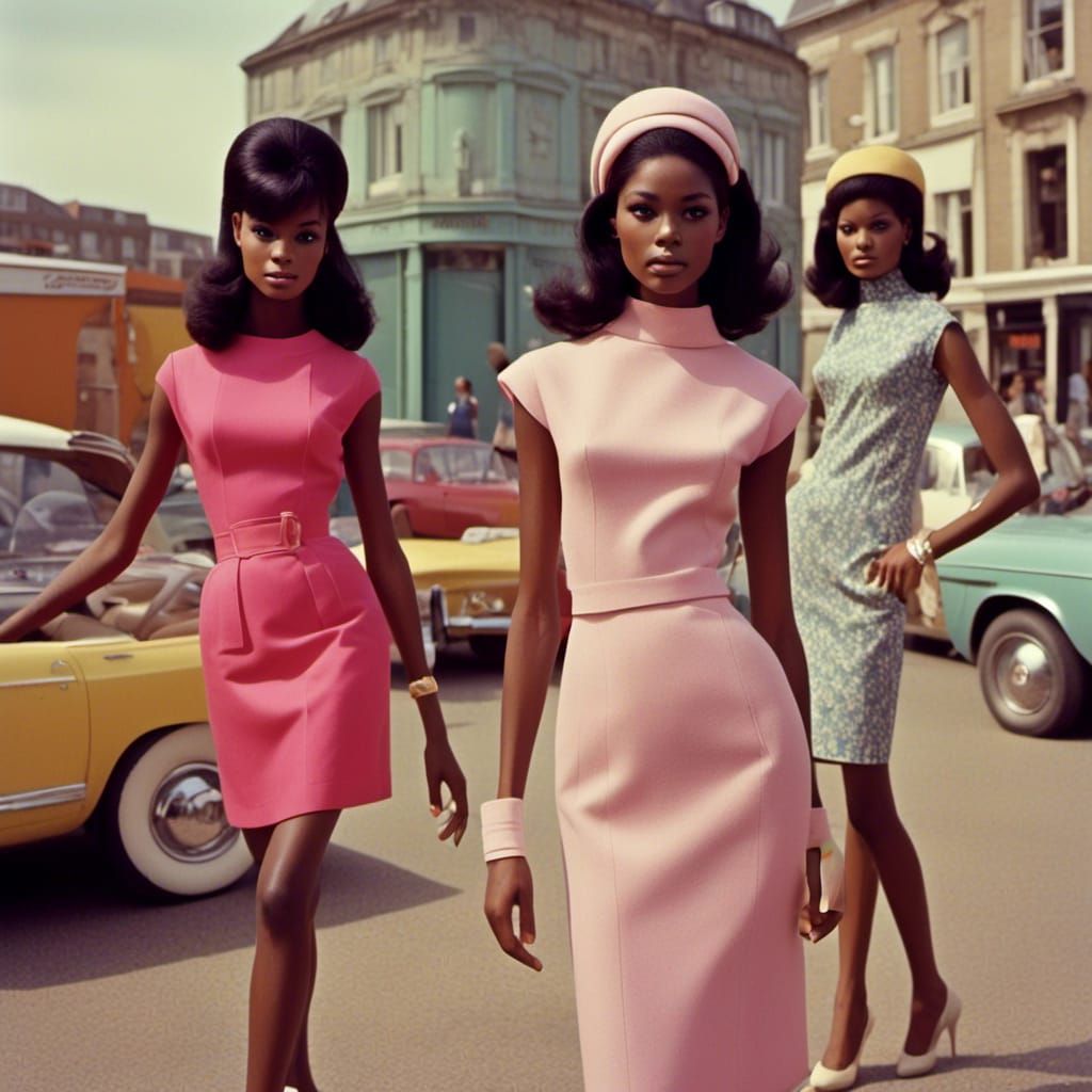 Two Black Models in 1960s Fashion Style