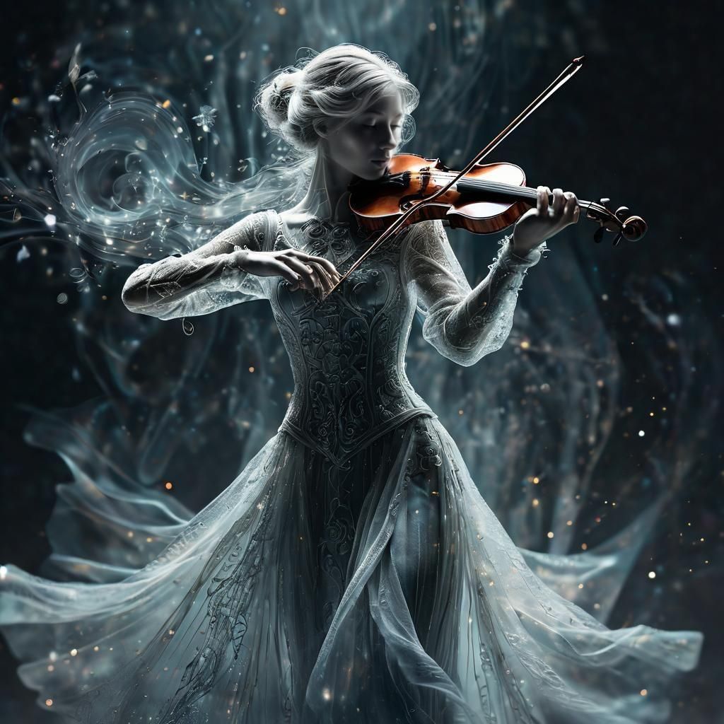 Ethereal Ghostly Violinist in a Fantasy Art Style