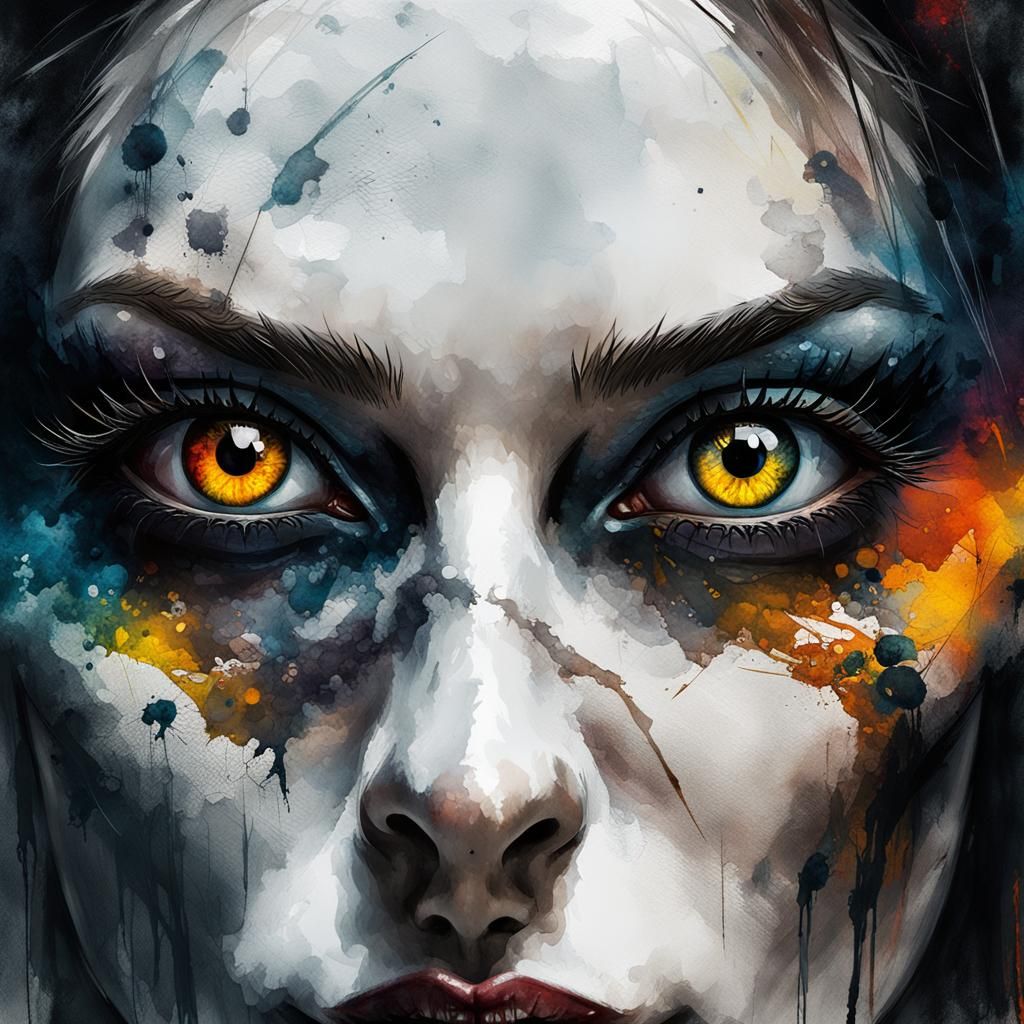 Female Assassin Portrait with Heterochromia Eyes