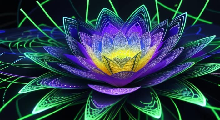 Abstract Code Flower Digital Art