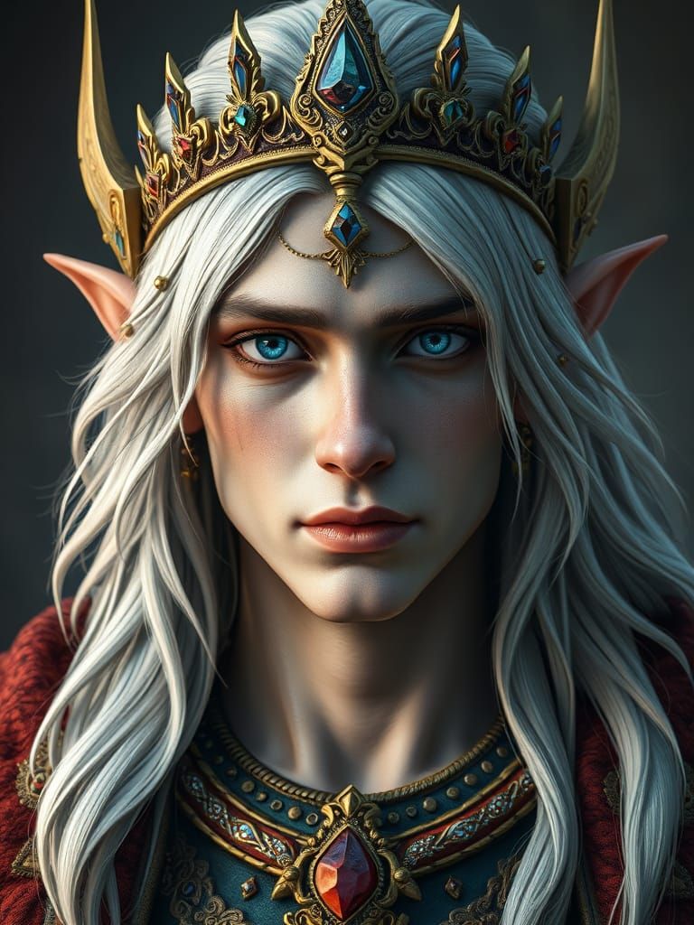 Regal Elf King in Dark Fantasy Realism