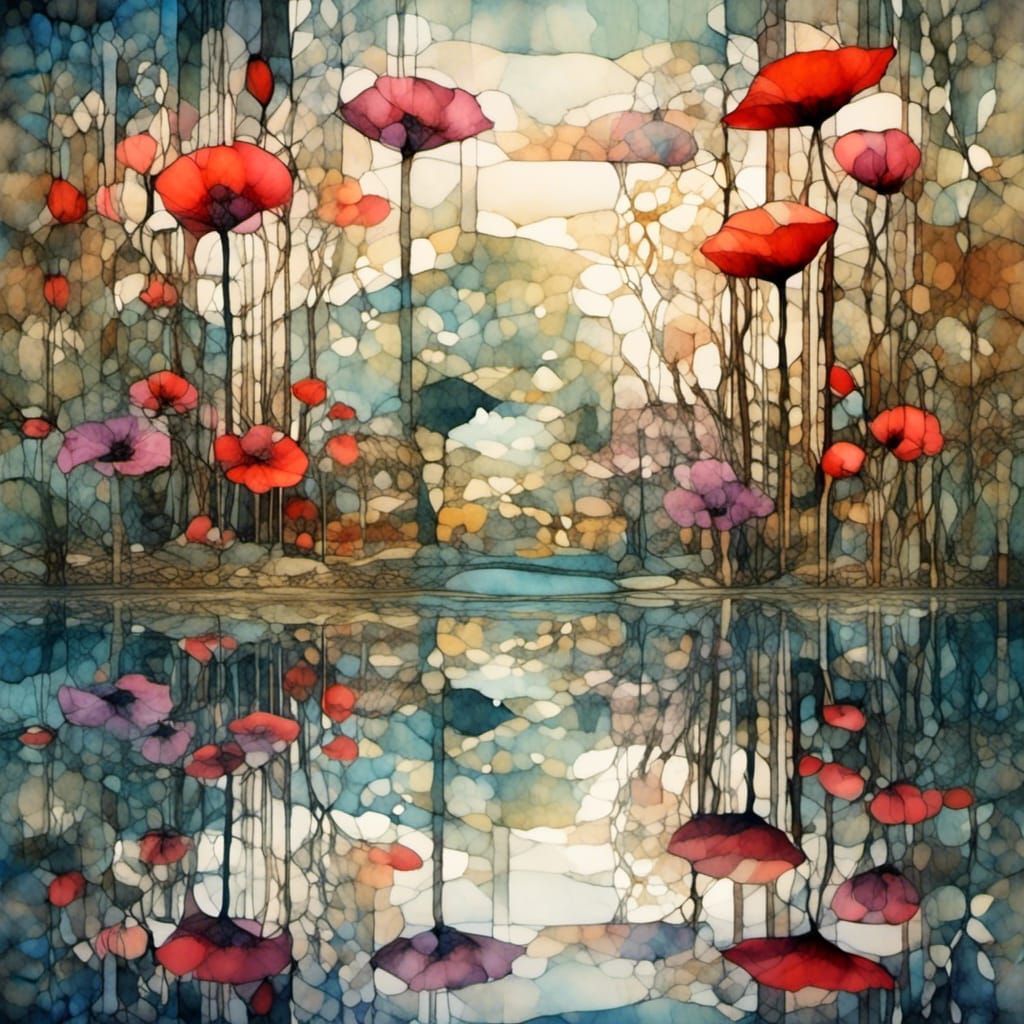 Reflections on Water in Art Brut Style