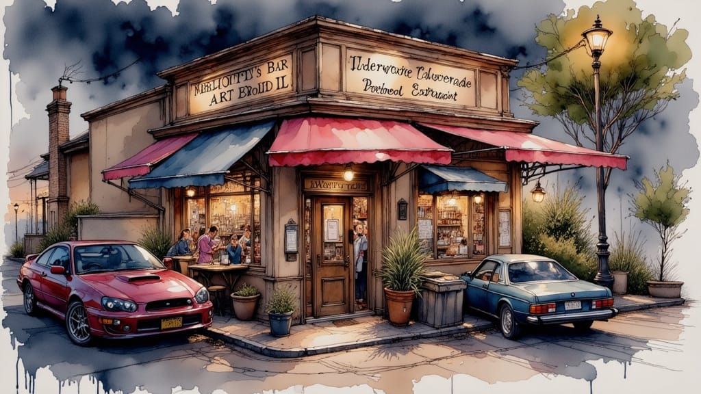 Merlotte's Bar and Grill as Watercolour Painting