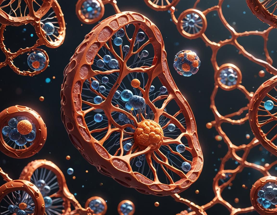 Detailed 3D Anime Art of a Cell Mitochondria