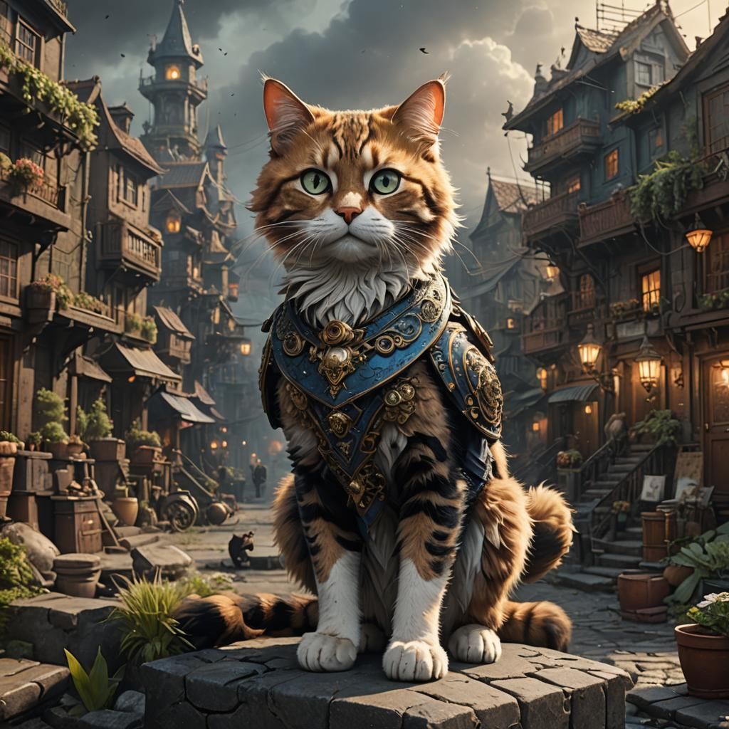 Epic Cat Fursona in Digital Matte Painting