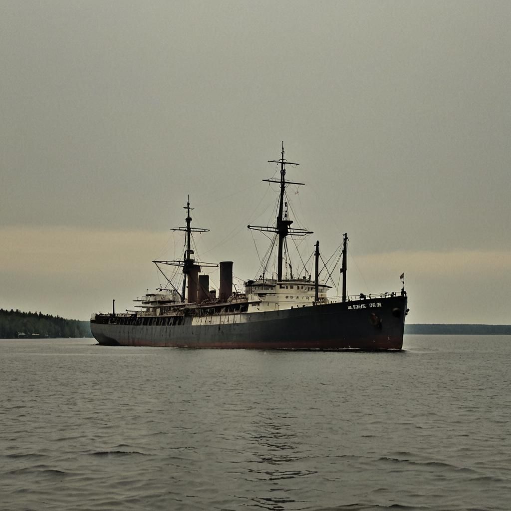 Sinking Ship in November Gale: Detailed Matte Painting