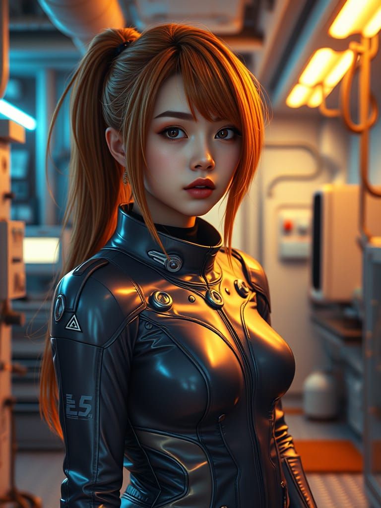 Asuka Langley Soryu in Lab, Analog Portrait Style