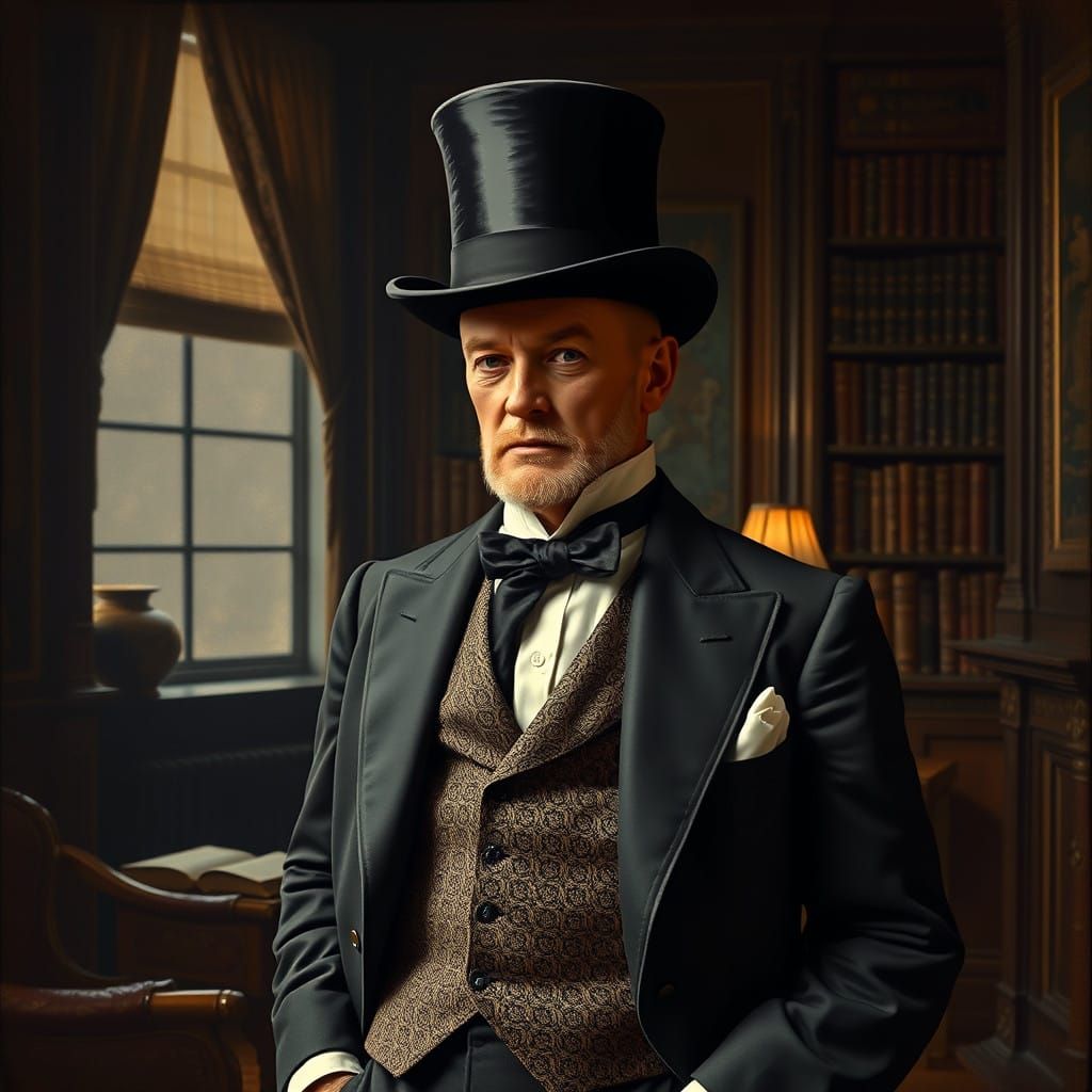 Elegant Victorian Gentleman in Luxurious Study