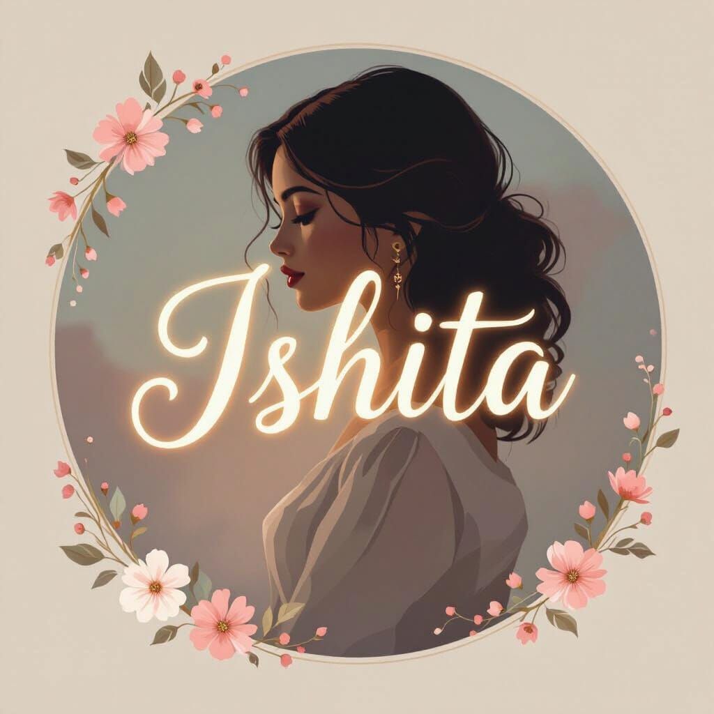 Elegant Cursive 'Ishita' Logo with Feminine Silhouette