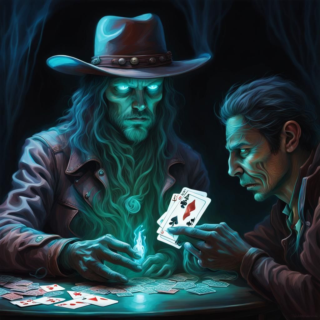 Ethereal Cowboy Specters Play Sinister Card Game