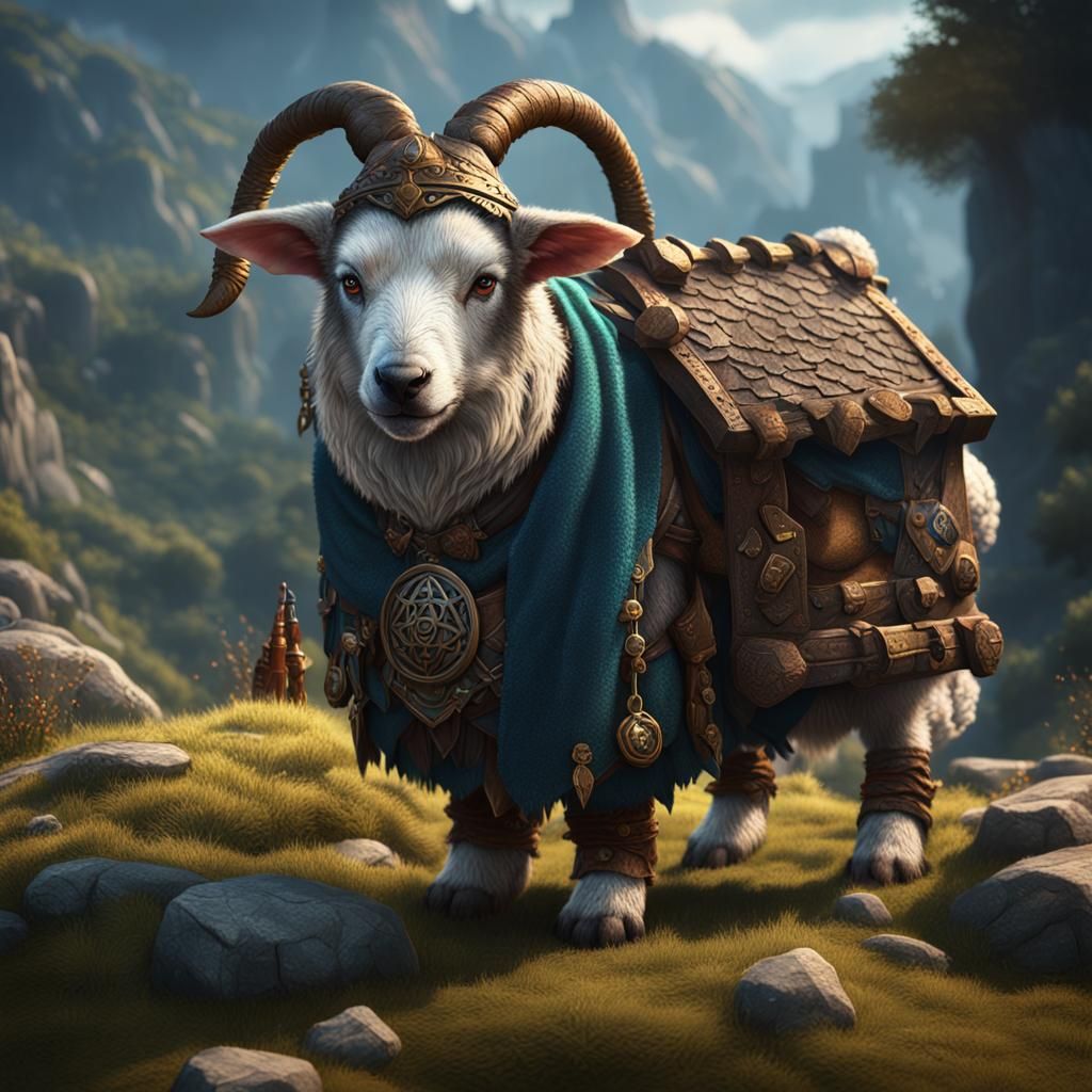 Dwarf Lamb Shepherd Druid in Detailed Digital Painting