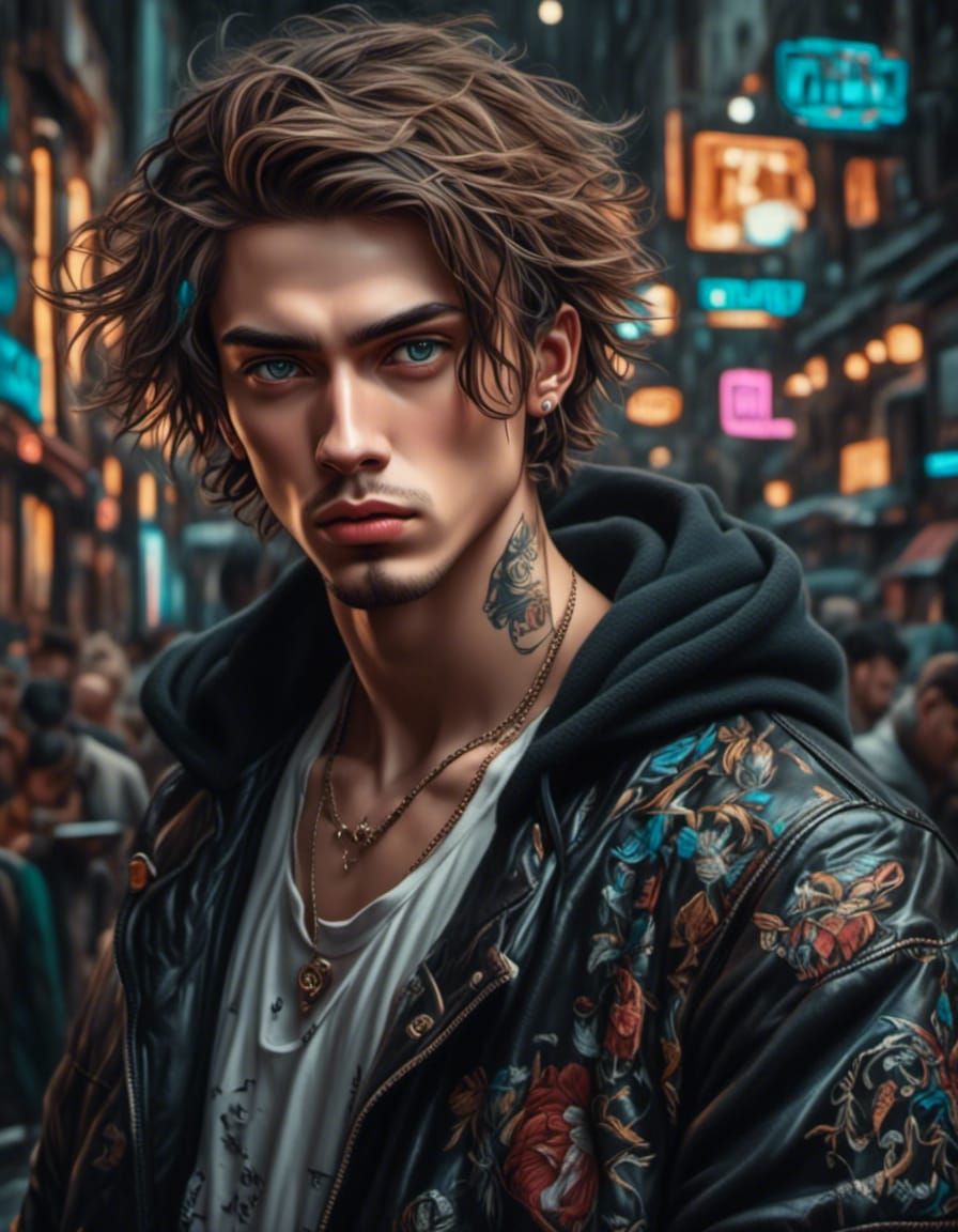 Modern Male Portrait in Chalk Art Style