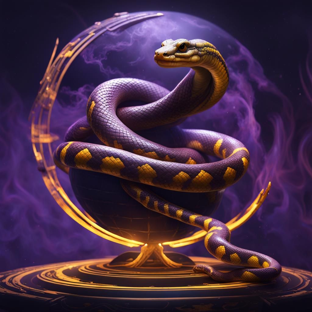 Australian Snake on Globe: Dark Fantasy Concept Art