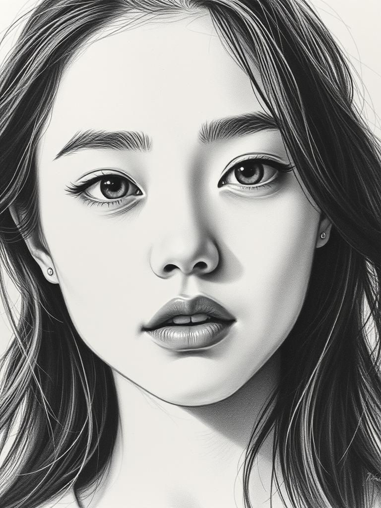 Hyperdetailed Charcoal Portrait of a Captivating Woman