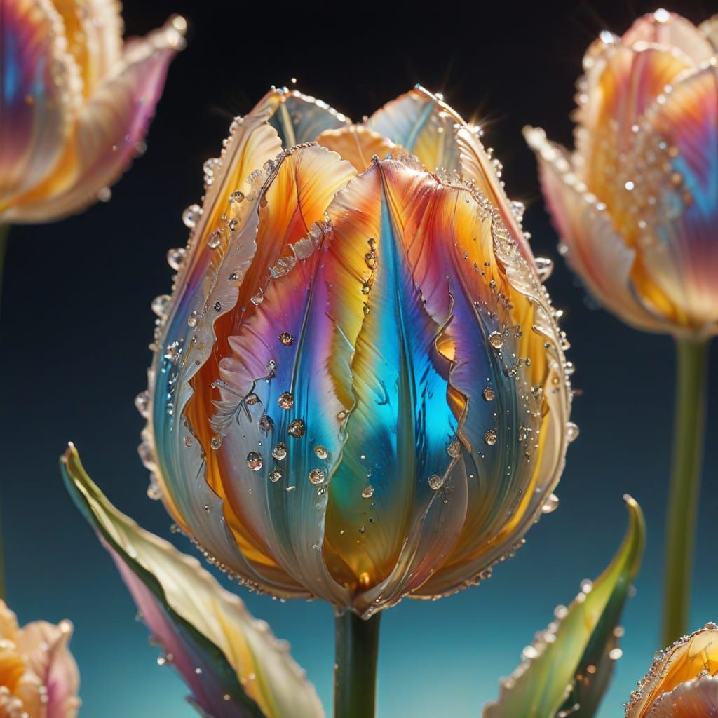 Crystal Tulip in Iridescent Splendor