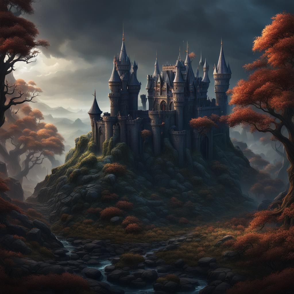 Dark Castle by Thorn Forest: Detailed Matte Painting