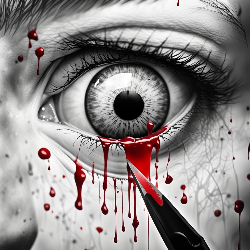 Surreal Eyeball Slicing in Black and White