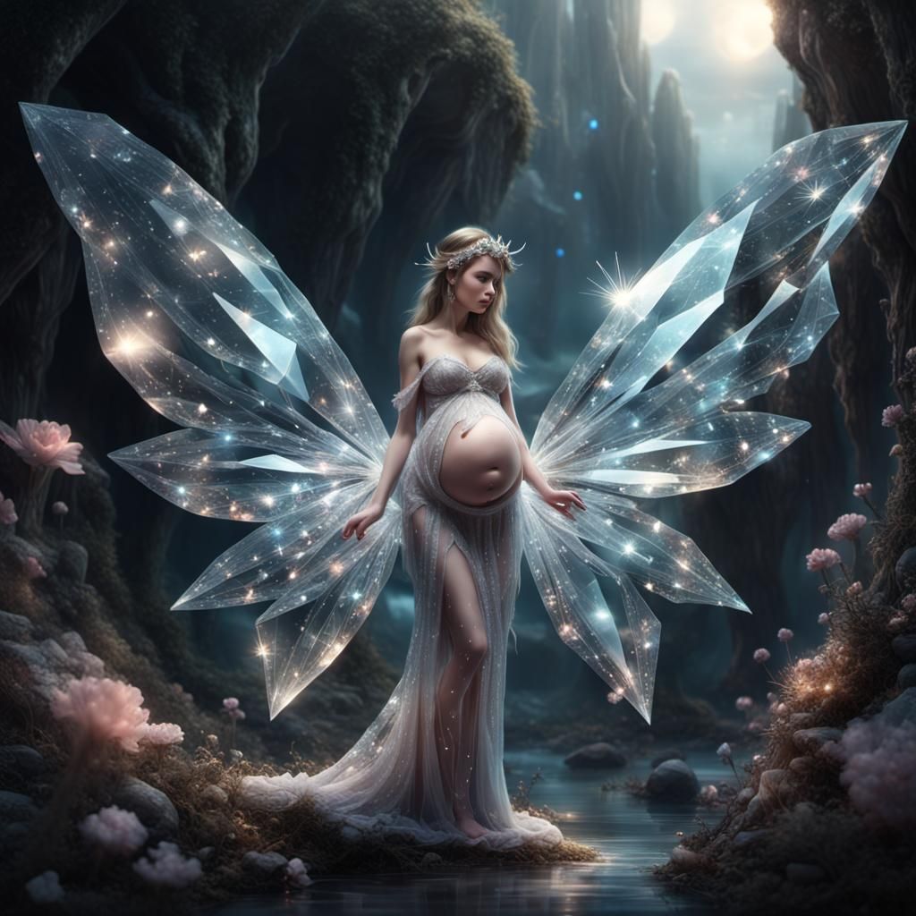 Pregnant Diamond Crystal Fairy: Epic Digital Art