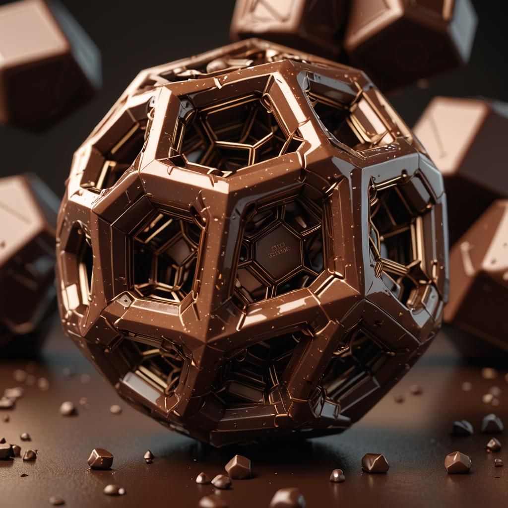 Chocolate Dodecahedron in Hyper-Realistic 3D Rendering
