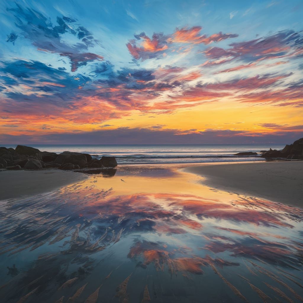 Sunset Beach Serenity: A Detailed Matte Painting