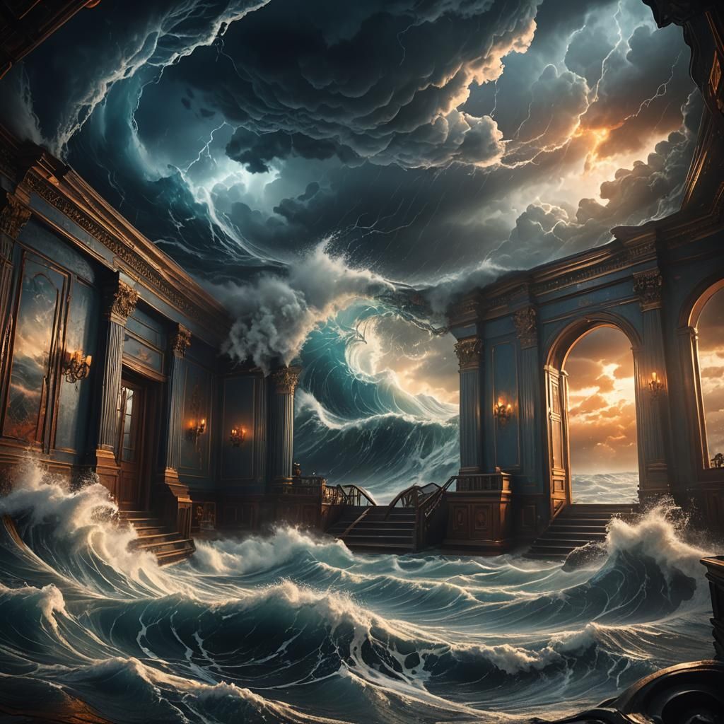 Dramatic Storm Room in a Fantasy Matte Painting