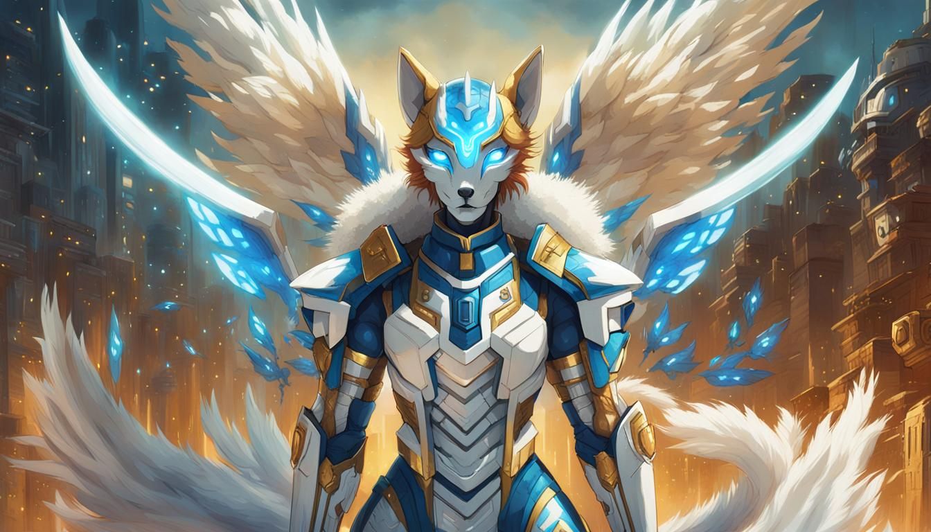 Ginger Kitsune in Sci-Fi Armor with Mecha