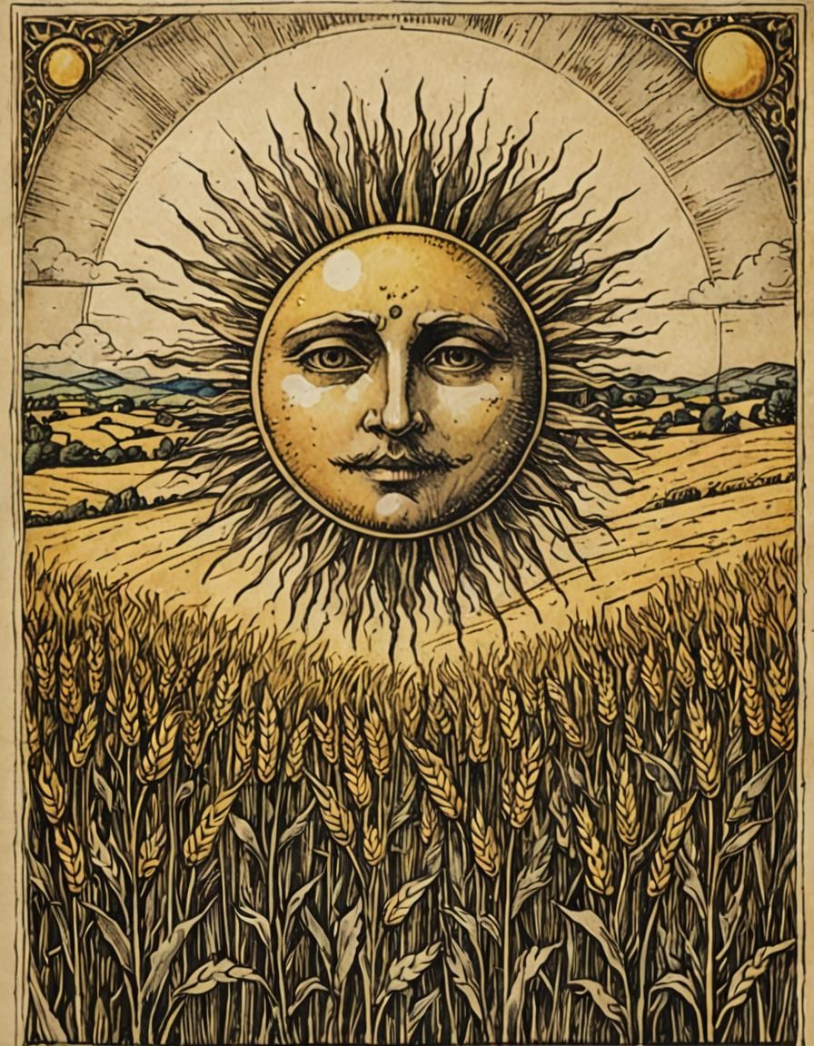The Sun Tarot Card in Renaissance Style