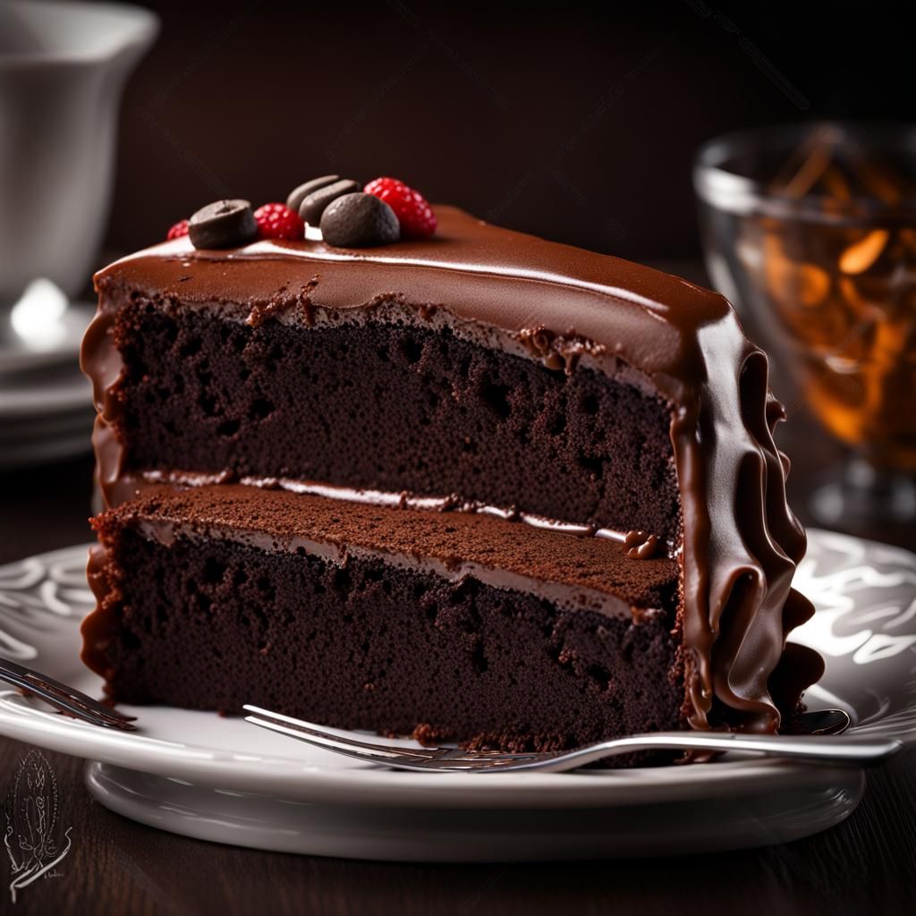 Hyperrealistic Chocolate Cake Product Photo
