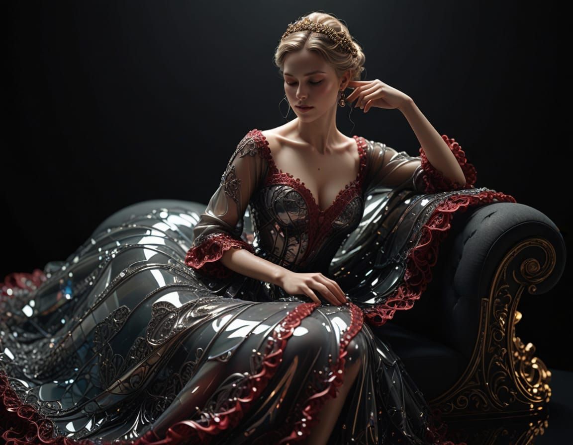 Murano Glass Sculpture of Reclining Aristocratic Female