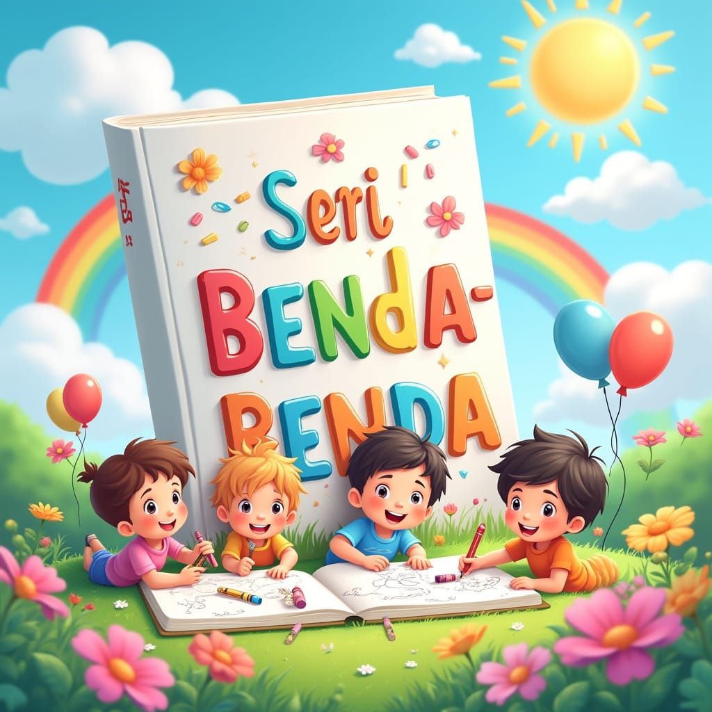 Vibrant Children's Coloring Book Cover in Whimsical Donghua ...