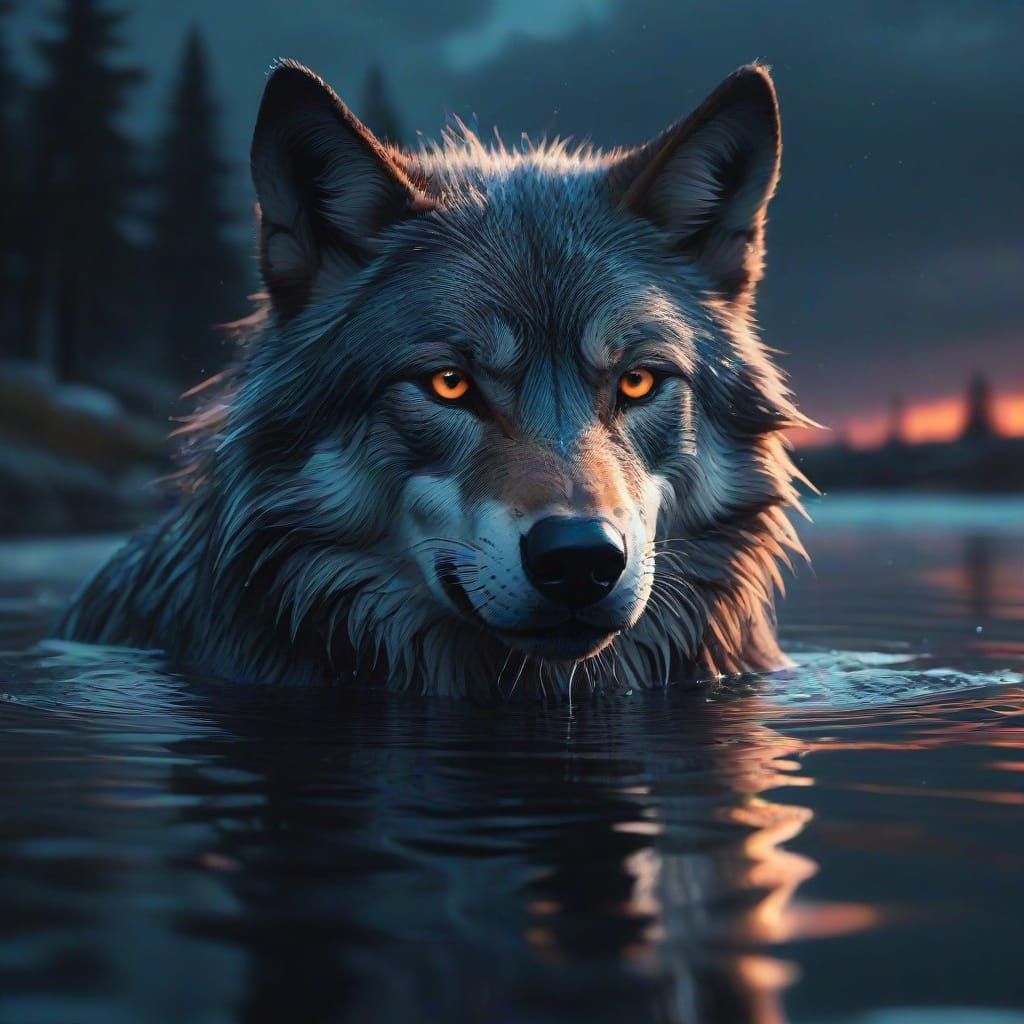 Wolf Double Exposure Portrait in Dreamy Digital Art