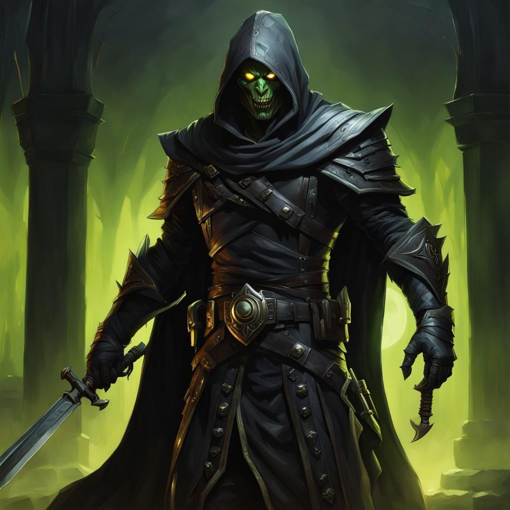 Undead Rogue in Shadows: Dark Fantasy Concept Art