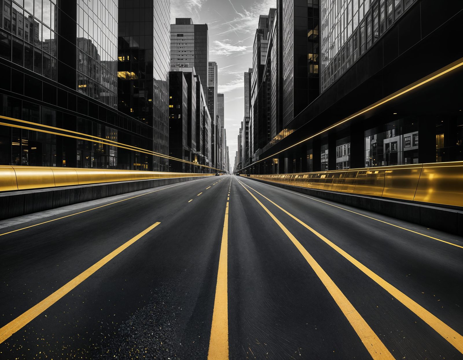 Black and Gold Vanishing Point with Sharp Edges