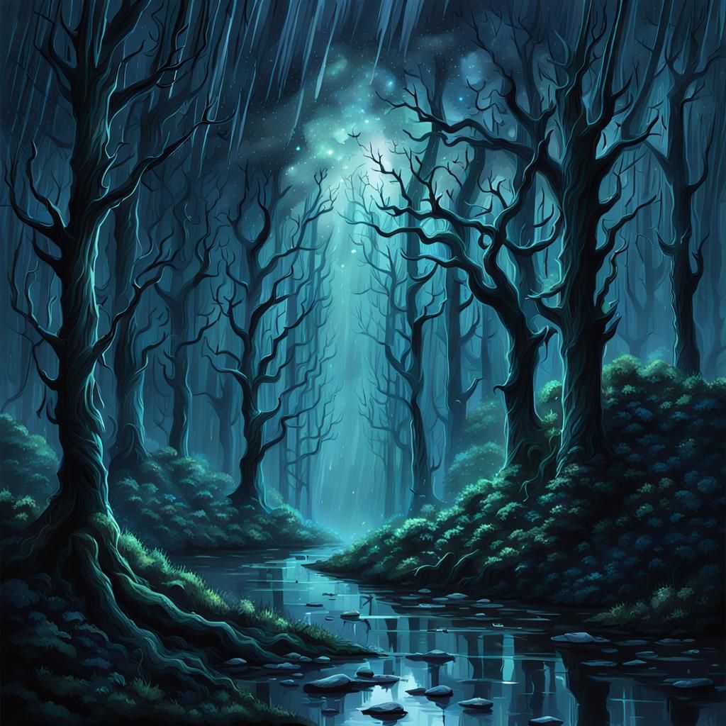 Ethereal Rainy Forest Nightmare