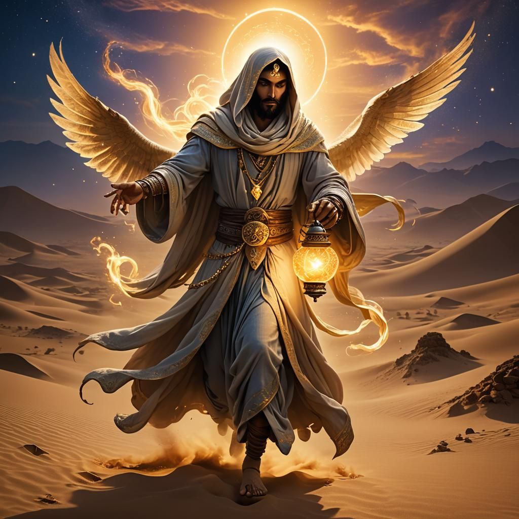 Sand Djinn Ghost Spreading Magic in Golden Hour