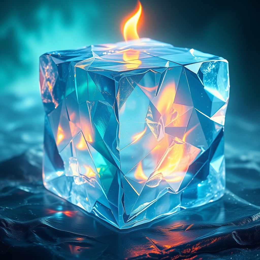 Melting Ice Cube Under Flame: A Matte Painting