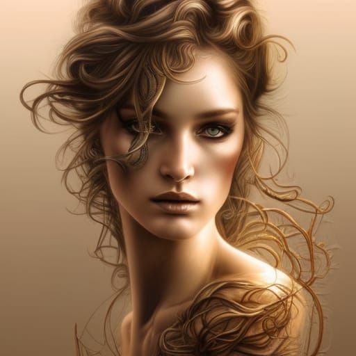 Striking Portrait of an Athletic Goddess in Digital Art