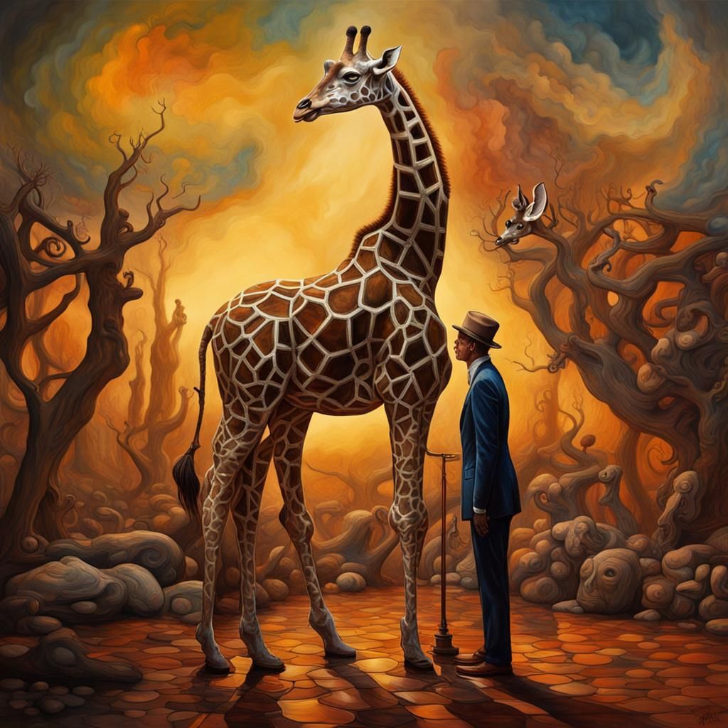 Surreal Giraffe Dreamscape in Magical Realism