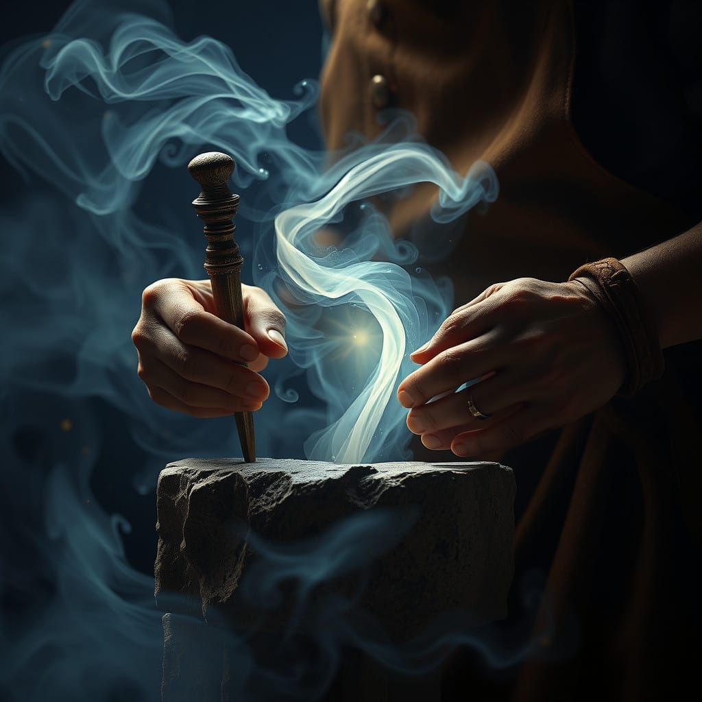 Soul Emerging from Ethereal Mist in a Whimsical, Dark Fantas...