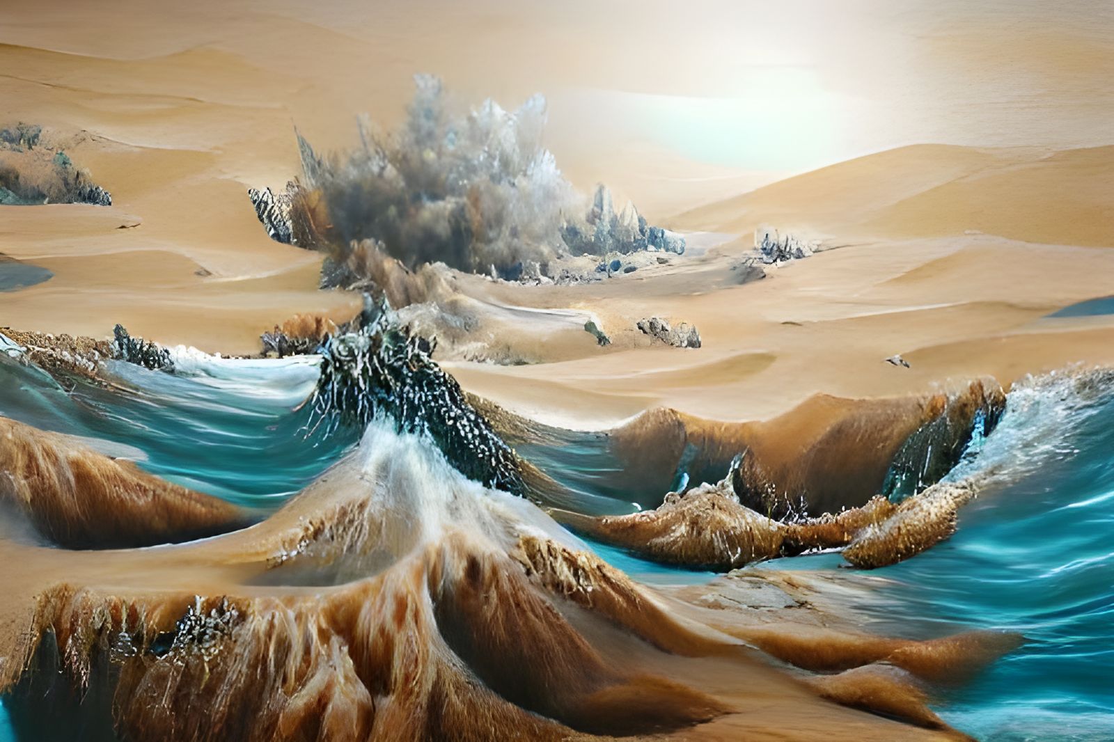 Sand Tidal Wave in Oil Paint Concept Art